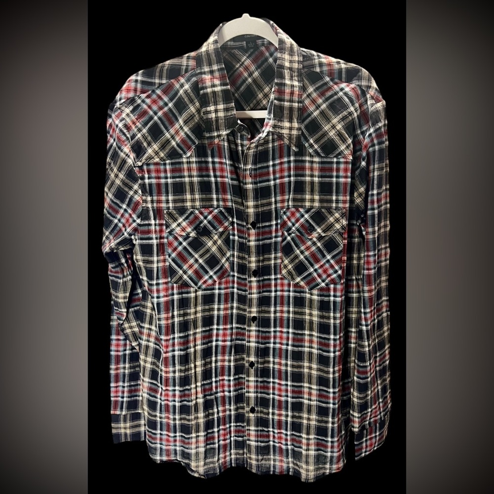 ROMEO & JULIET Couture NEW WITH TAGS men’s plaid button up shirt | Size Large